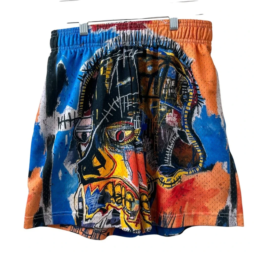 Bravest Studios Basquiat Skull Mesh Basketball Shorts Men's Medium Multicolor